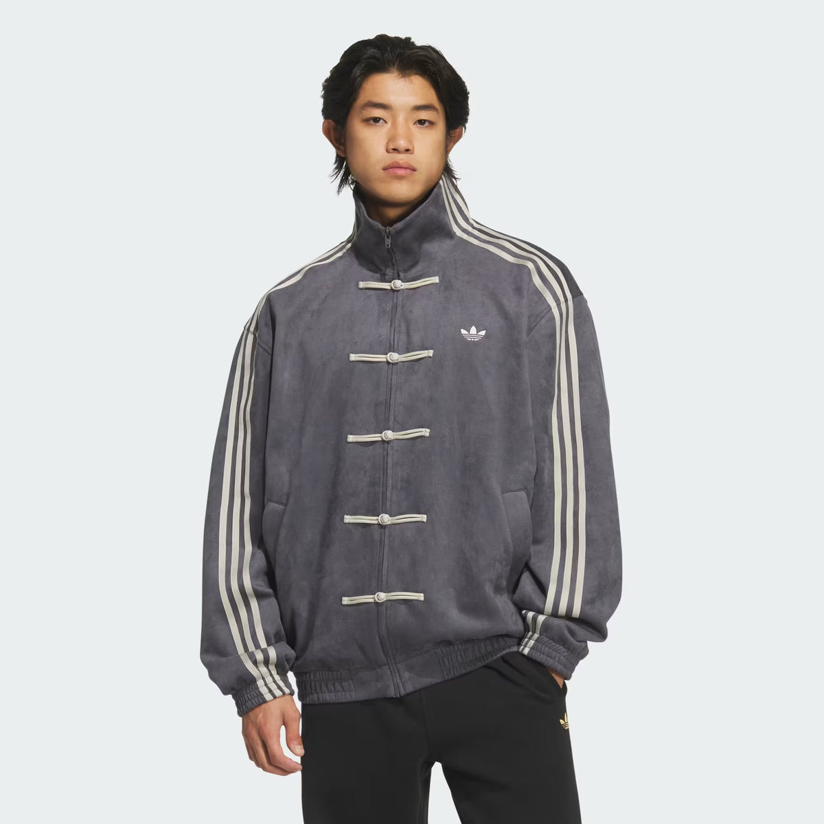 Grey CNY Jacket – Chinese-Inspired Stripe Track Jacket | XOVRA