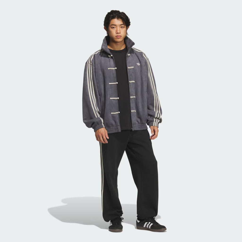 Grey CNY Jacket – Chinese-Inspired Stripe Track Jacket | XOVRA