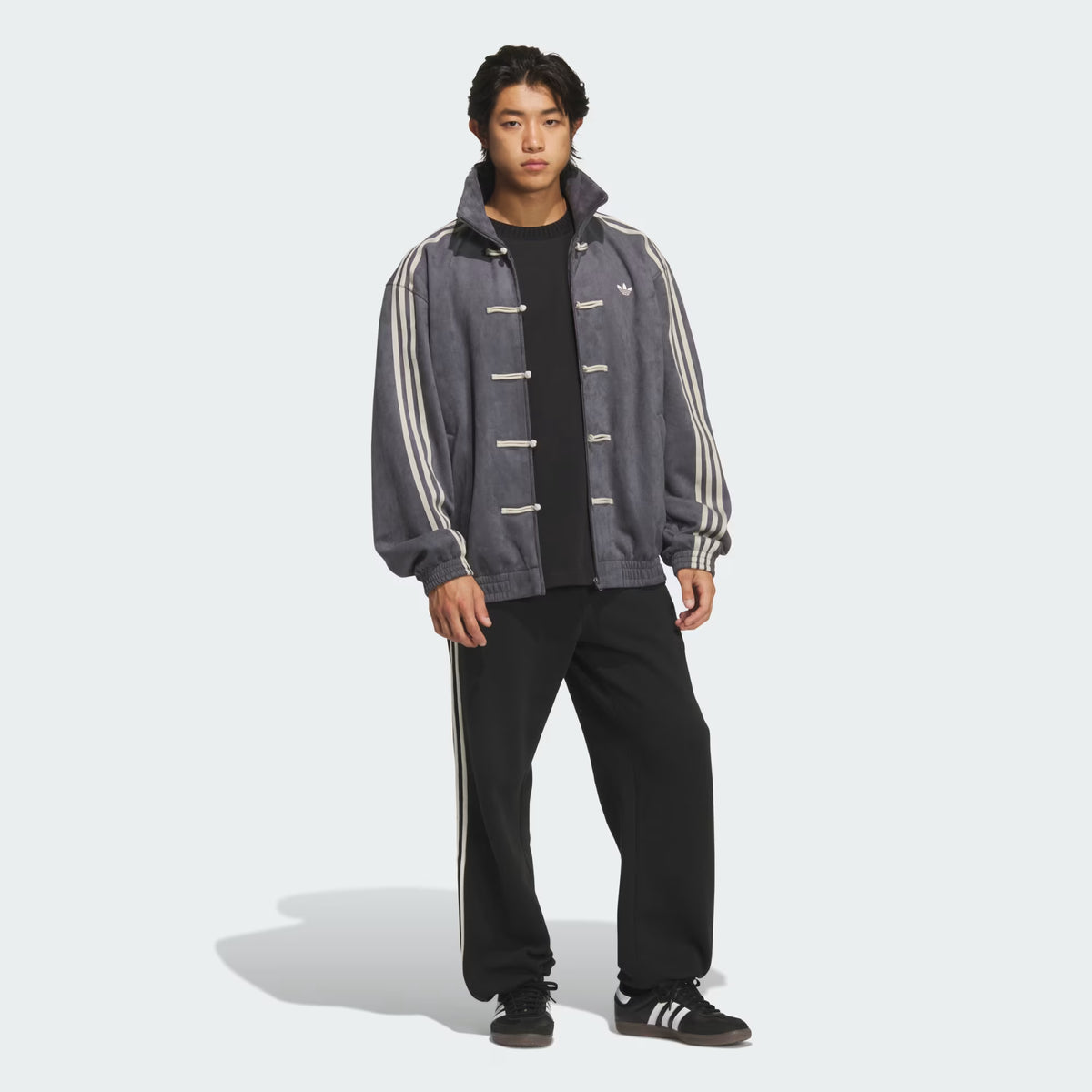 Grey CNY Jacket – Chinese-Inspired Stripe Track Jacket | XOVRA