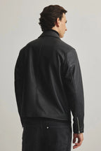 Black Faux Leather Jacket – Premium Oversized Streetwear for Men - Cropped fit Xovra® - XOVRA.IN