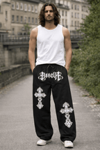 Black Gothic Cross Trouser - XOVRA.IN