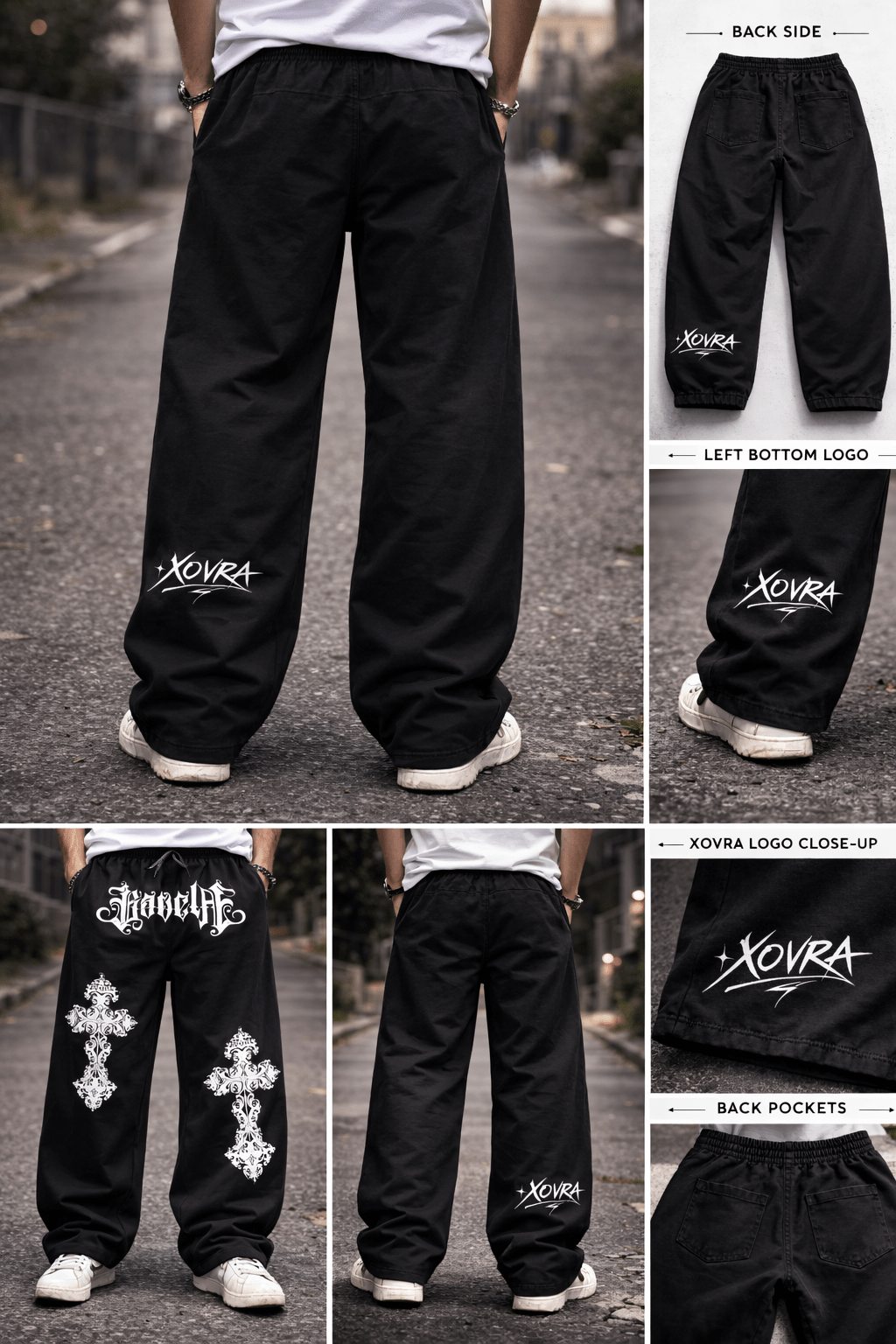 Black Gothic Cross Trouser - XOVRA.IN