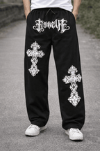 Black Gothic Cross Trouser - XOVRA.IN