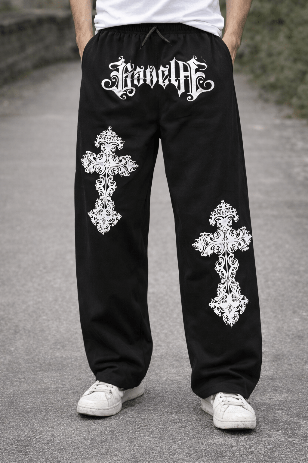 Black Gothic Cross Trouser - XOVRA.IN