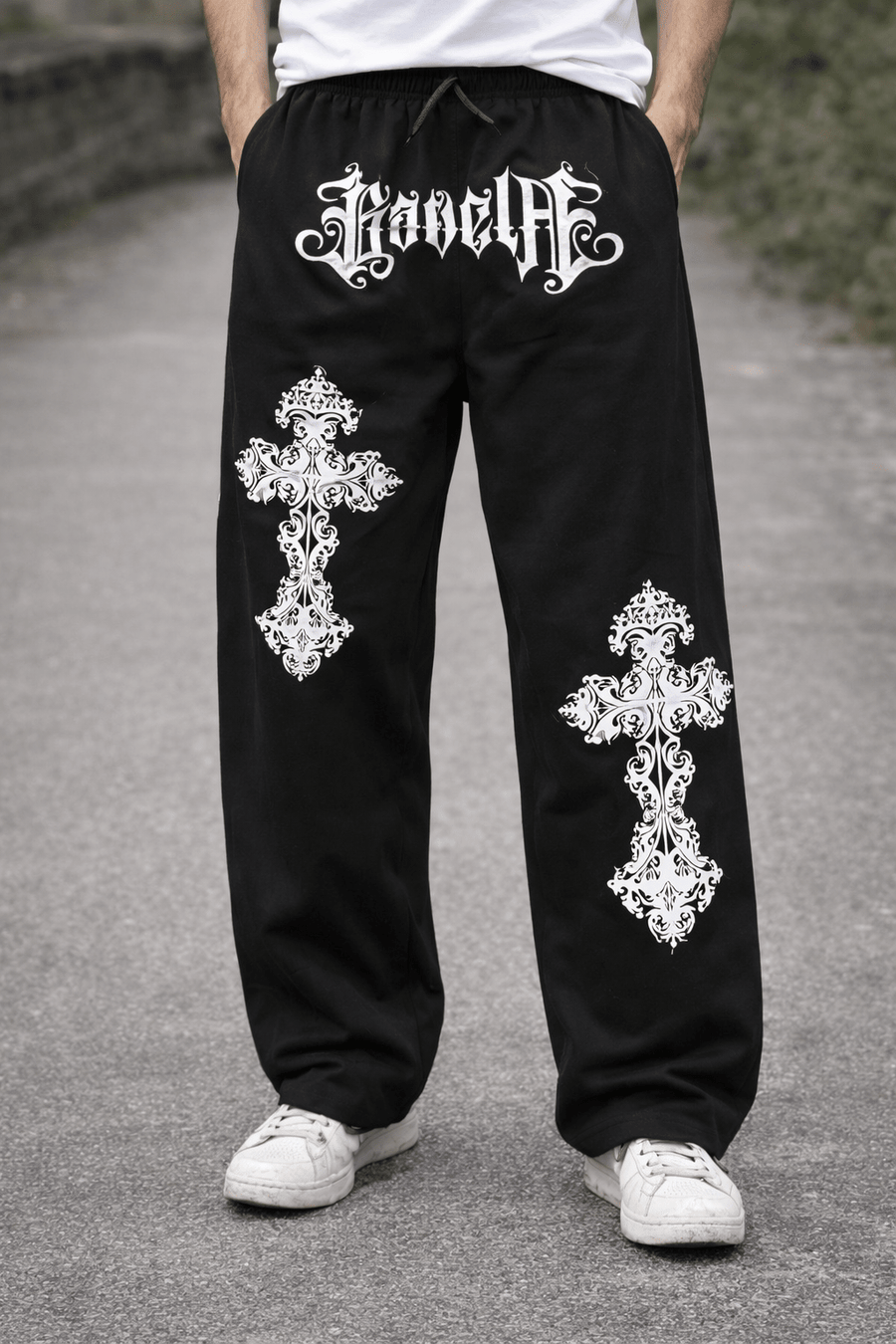 Black Gothic Cross Trouser - XOVRA.IN