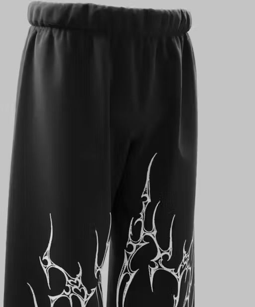 Black Gothic Flame Baggy - XOVRA.IN