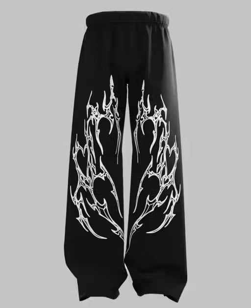 Black Gothic Flame Baggy - XOVRA.IN