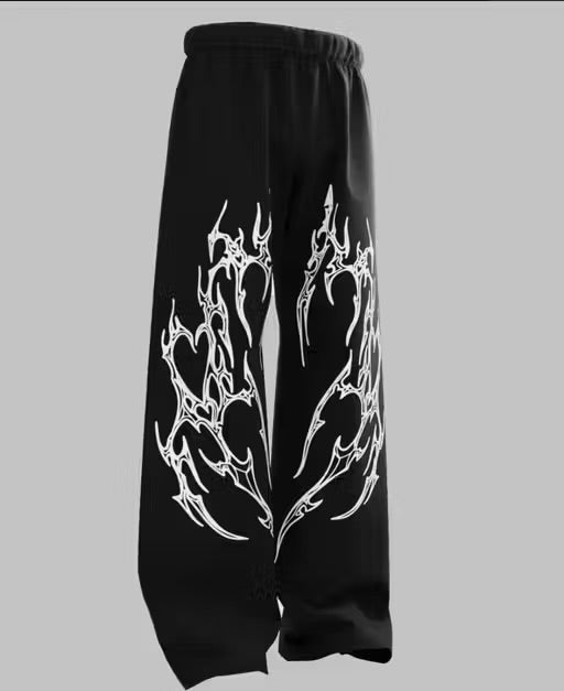 Black Gothic Flame Baggy - XOVRA.IN