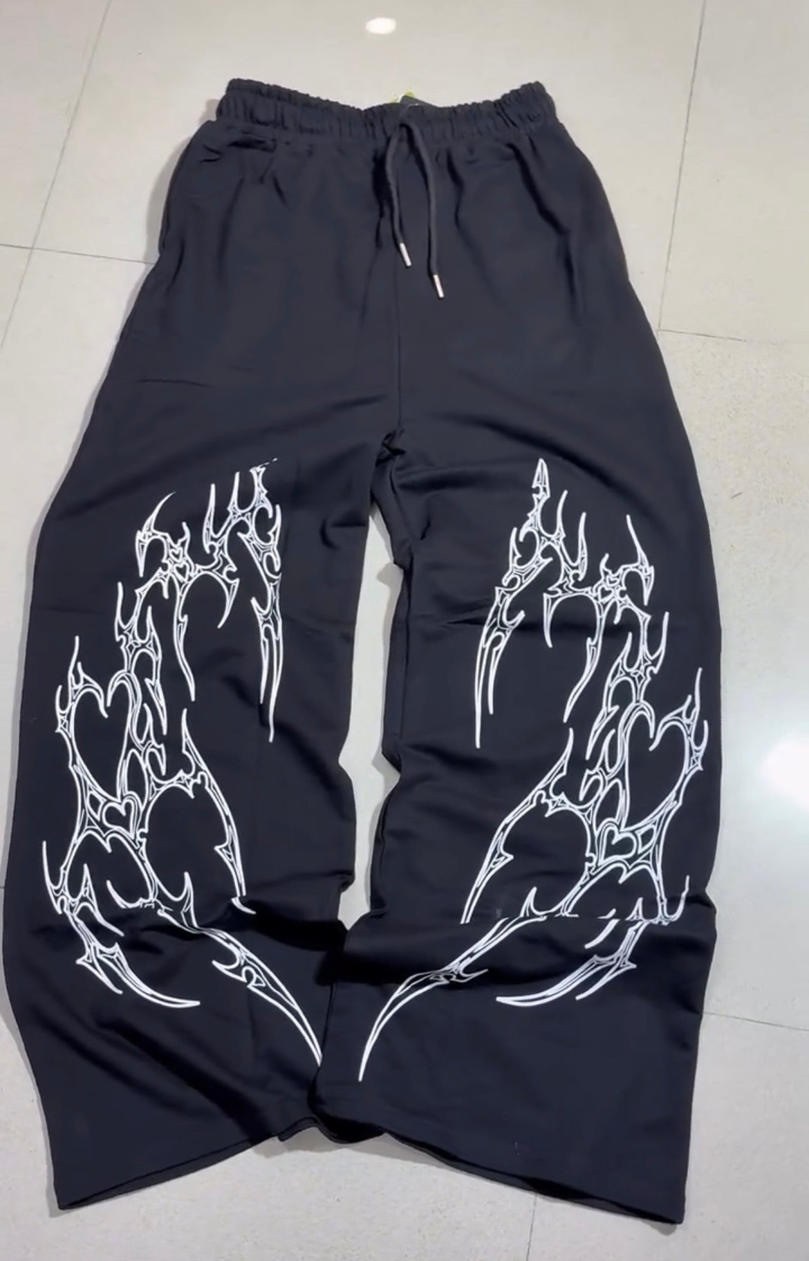 Black Gothic Flame Baggy - XOVRA.IN