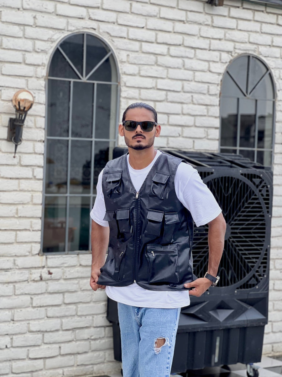 BLACK LEATHER VEST PREMIUM HIP HOP VEST | WILDBEAST® - wildbeast