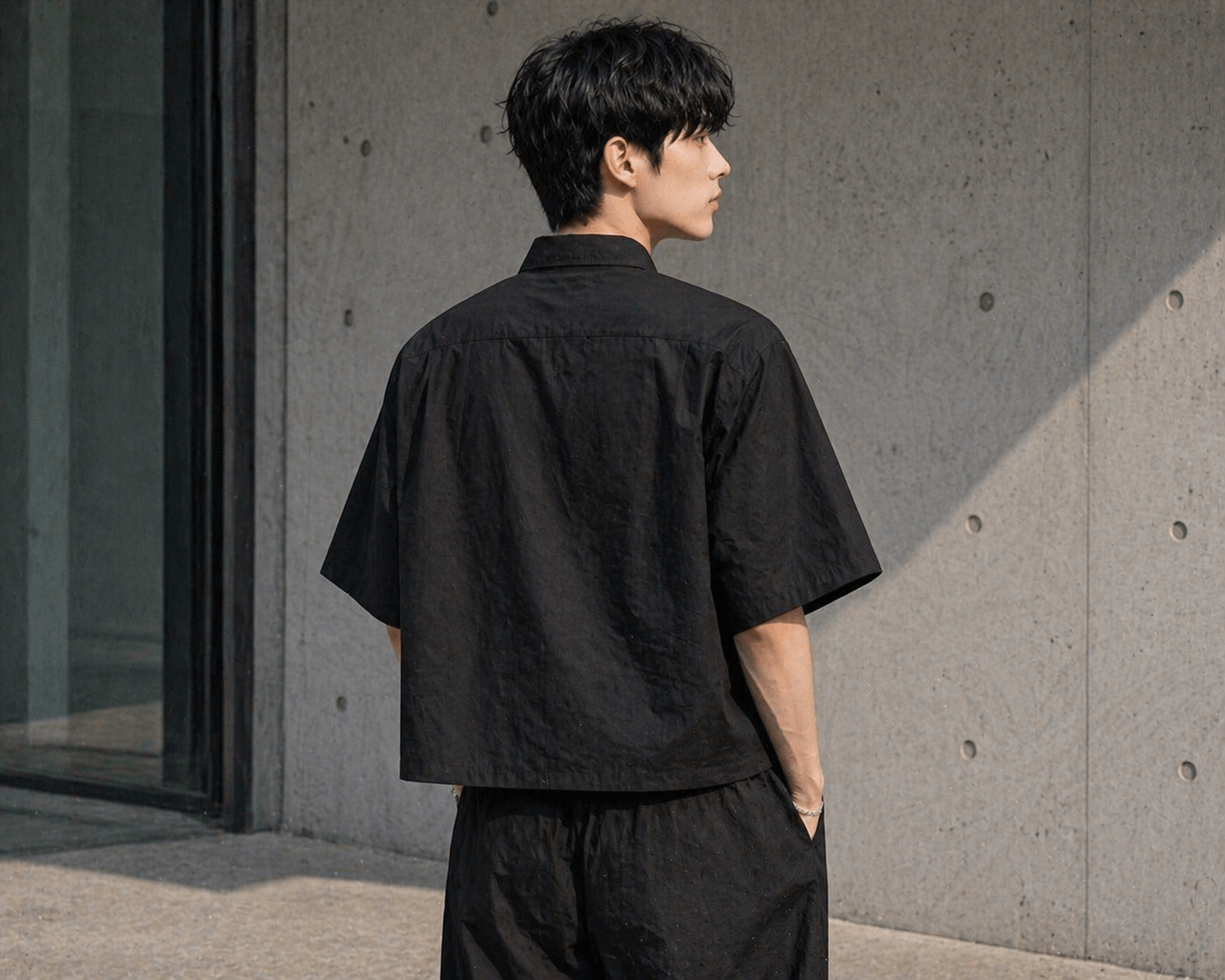 Black Mandarin Shirt - XOVRA.IN