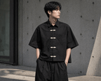Black Mandarin Shirt - XOVRA.IN