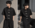 Black Mandarin Shirt - XOVRA.IN