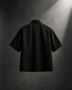 Black Metal Clasp Oversized Shirt - XOVRA.IN