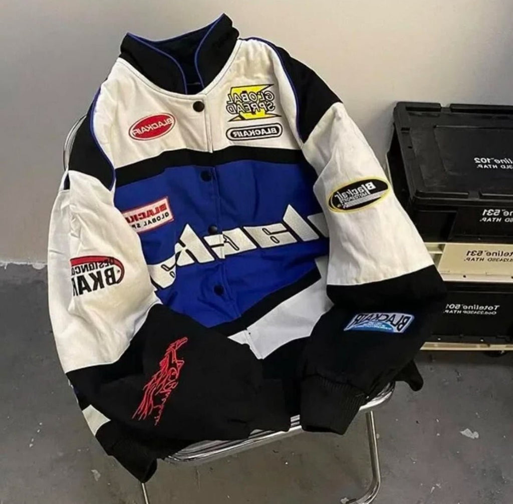 Blackair Racing Motorcycle Vintage Jacket | Fashion & Racer Style Blue - wildbeast
