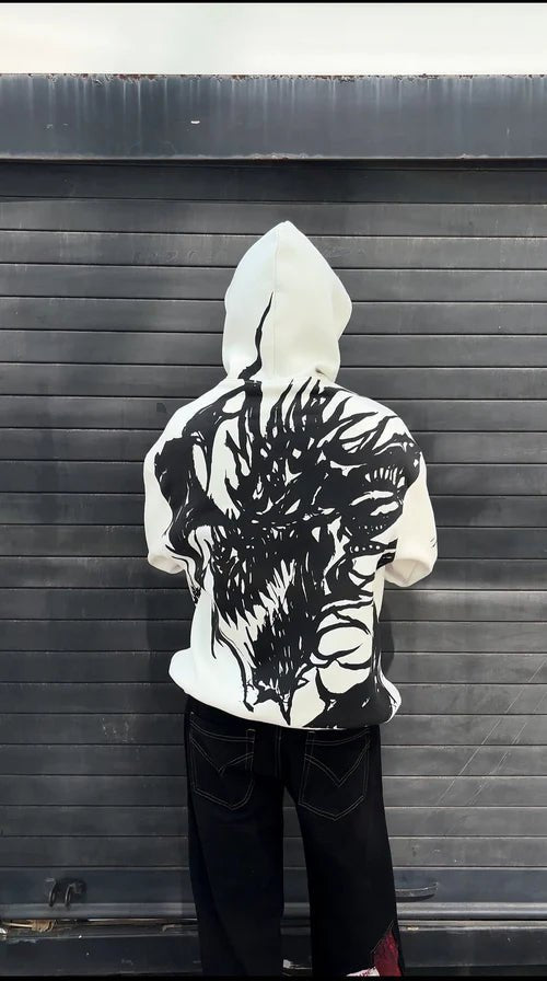 Blight Dragon Oversized Airbrushed Hoodie – Premium Streetwear by XOVRA® - XOVRA.IN