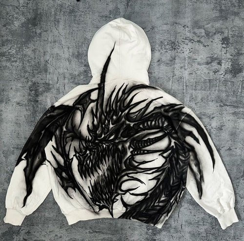 Blight Dragon Oversized Airbrushed Hoodie – Premium Streetwear by XOVRA® - XOVRA.IN