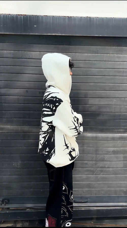 Blight Dragon Oversized Airbrushed Hoodie – Premium Streetwear by XOVRA® - XOVRA.IN
