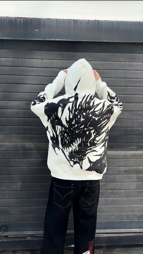 Blight Dragon Oversized Airbrushed Hoodie – Premium Streetwear by XOVRA® - XOVRA.IN