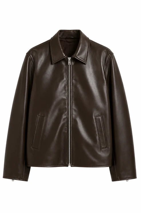 Brown Faux Leather Jacket for Men | Classic Leather Look Jacket – XOVRA - XOVRA.IN