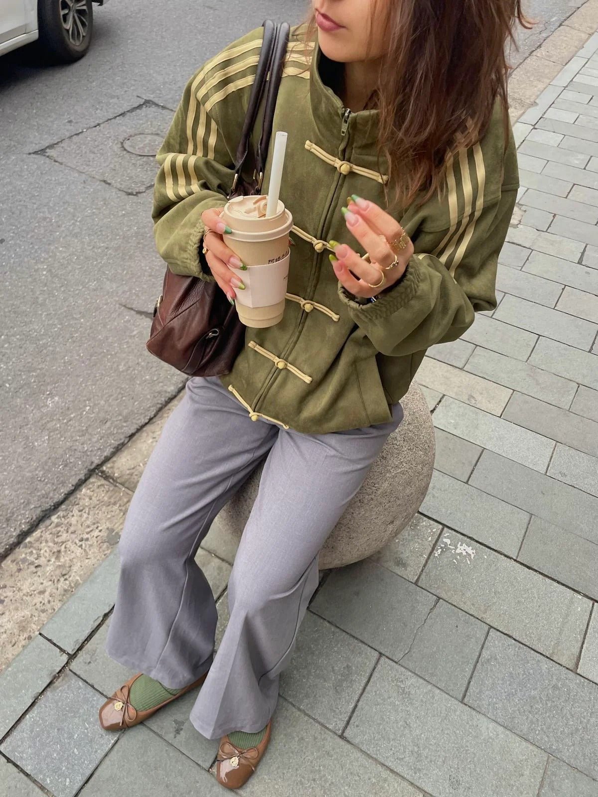 CNY Green Suede Jacket - XOVRA.IN