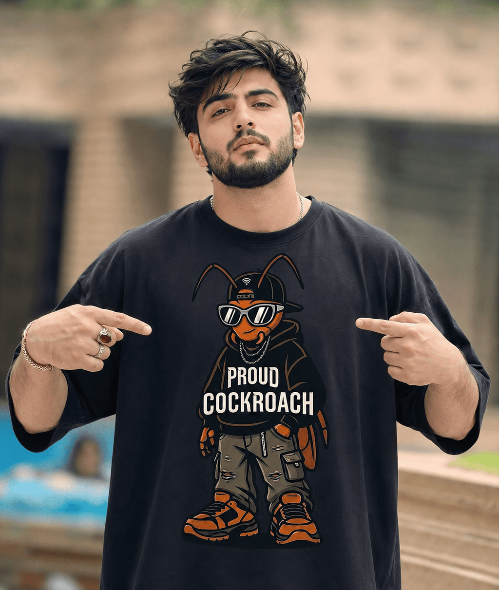 Cockroach Oversized Graphic T-Shirt (CJP) - XOVRA.IN