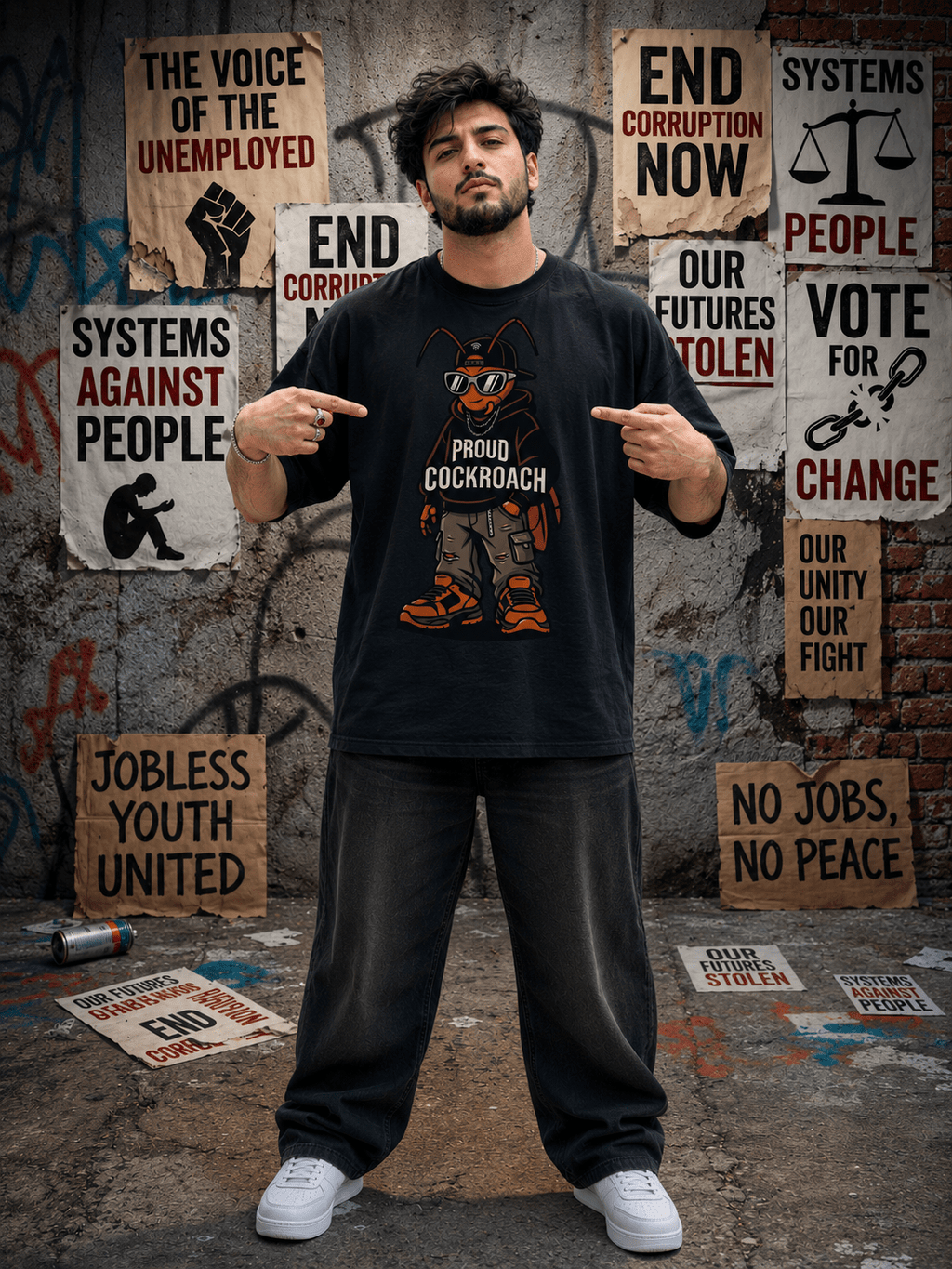Cockroach Oversized Graphic T-Shirt (CJP) - XOVRA.IN