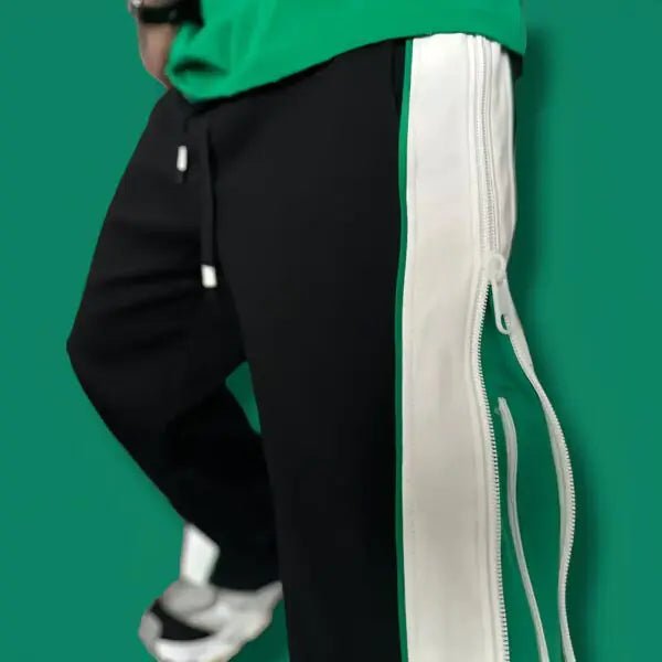 XOVRA Oversized Streetwear Joggers – Back View Black & Green