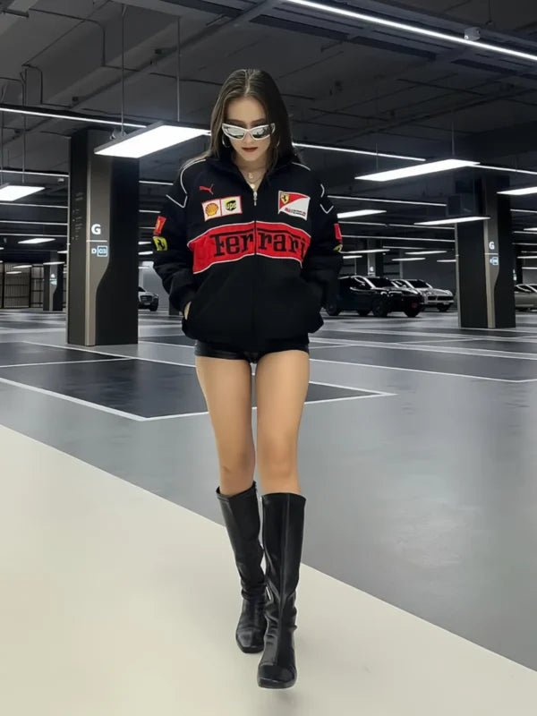 Ferrari F1 Racing Jacket – Premium Oversized Streetwear (Printed) | XOVRA® - XOVRA.IN
