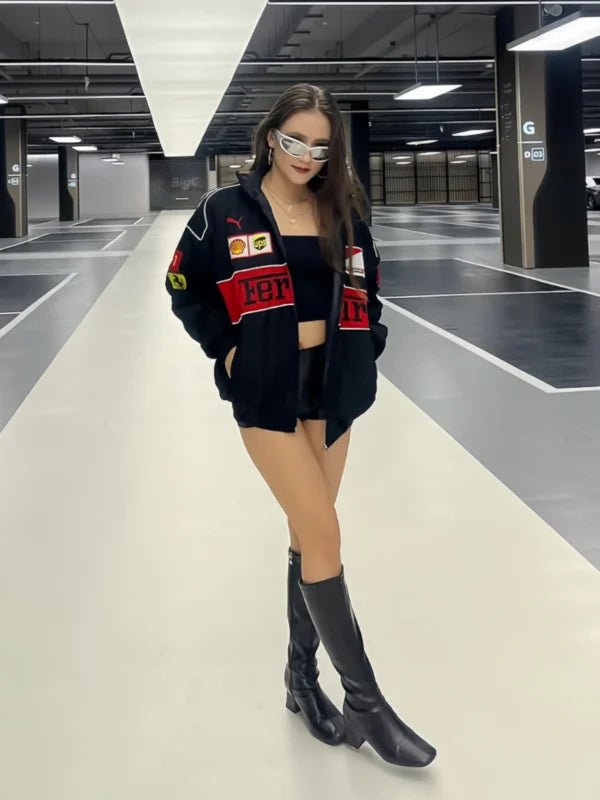Ferrari F1 Racing Jacket – Premium Oversized Streetwear (Printed) | XOVRA® - XOVRA.IN