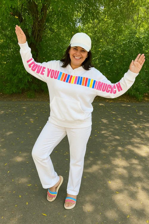 I LOVE YOU THIS MUCH Hoodie — for couples who love effortlessly matching in style XOVRA® - XOVRA.IN