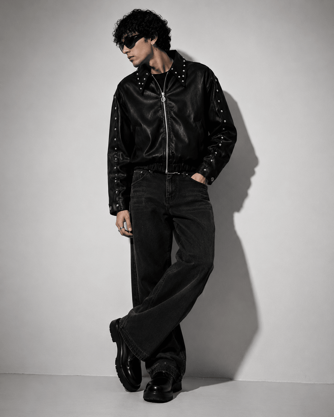 Ironbite Jacket – Black Studded Cropped Boxy Fit Jacket I XOVRA - XOVRA.IN