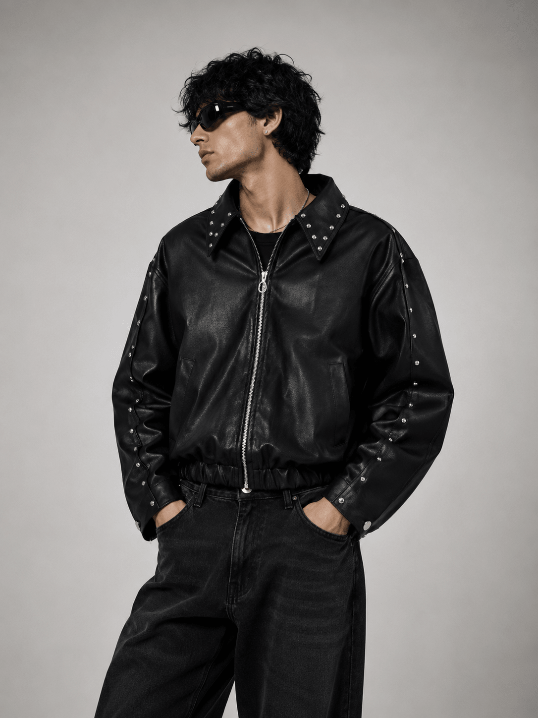 Ironbite Jacket – Black Studded Cropped Boxy Fit Jacket I XOVRA - XOVRA.IN