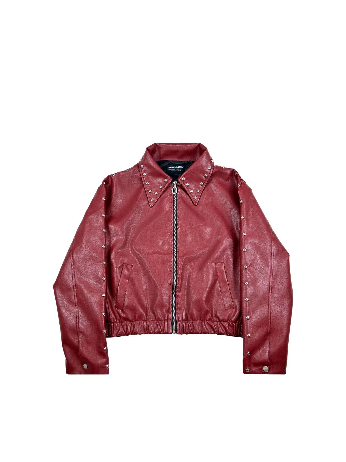 Ironbite Jacket – Burgundy Studded Cropped Boxy Fit Jacket I XOVRA - XOVRA.IN