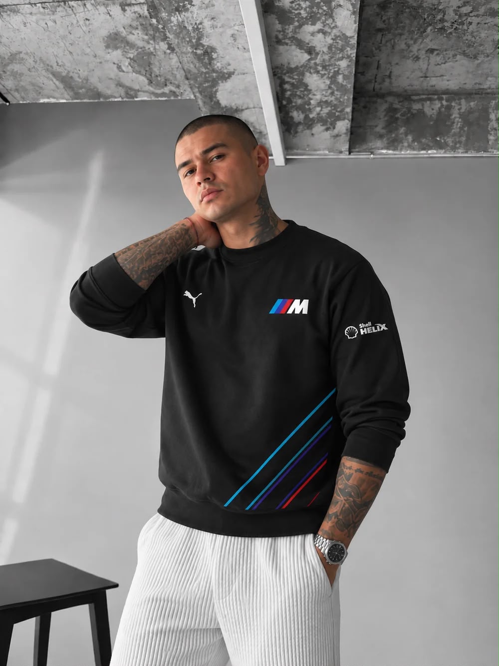 Men's Black M Motorsport Racing Sweatshirt | XOVRA - XOVRA.IN