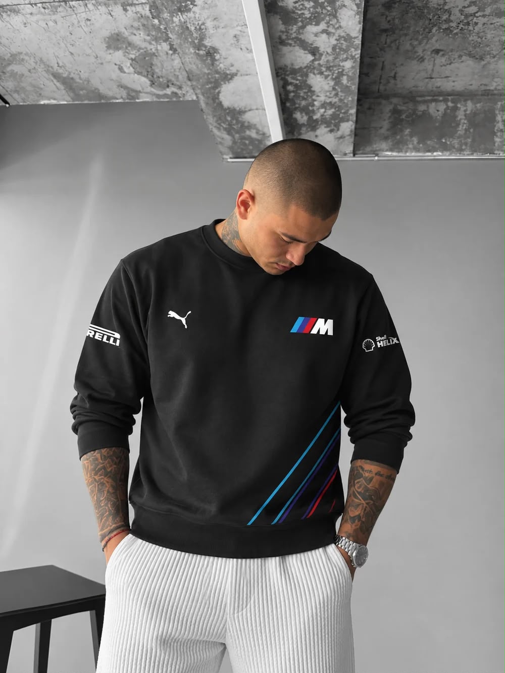 Men's Black M Motorsport Racing Sweatshirt | XOVRA - XOVRA.IN
