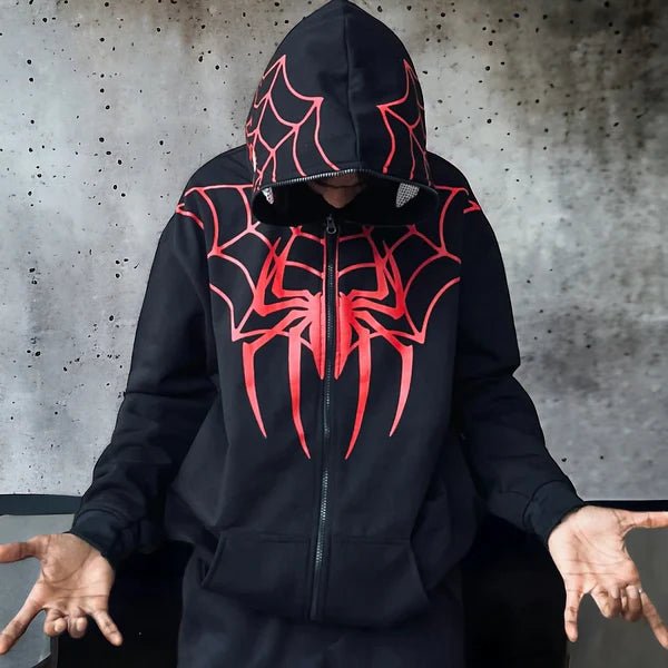 Miles Morales Spider - Man Hoodie – Black & Red Web Design | Cosplay & Streetwear | xovra