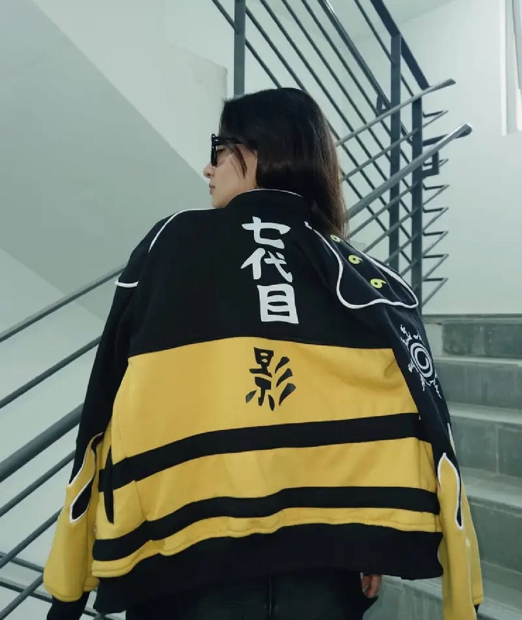 Naruto Uzumaki Flame Patch Jacket – Iconic Hokage Style| Worn by Anushka Sen - wildbeast