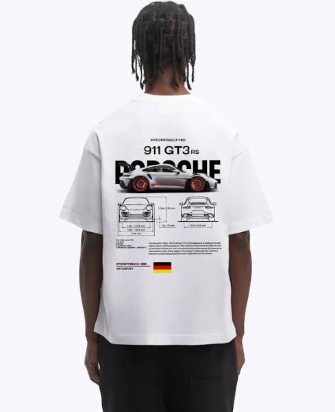 Porsche 911 GT3 White Over - sized T-Shirt | Wild Beast® - wildbeast