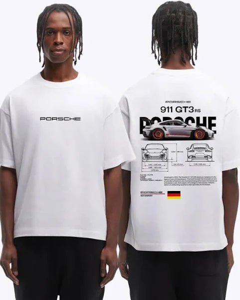 Porsche 911 GT3 White Over - sized T-Shirt | Wild Beast® - wildbeast