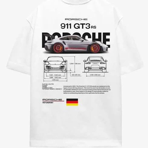 Porsche 911 GT3 White Over - sized T-Shirt | Wild Beast® - wildbeast