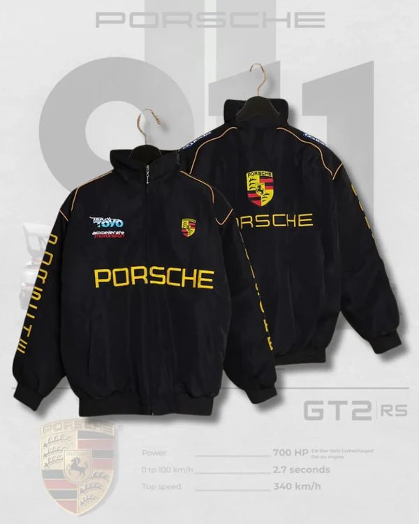 Porsche Parachute Embroidery Jacket – Premium Motorsport Streetwear by XOVRA® - XOVRA.IN