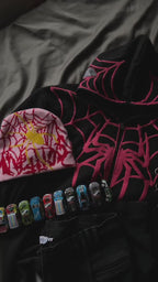 Spider Web Graphic Zip-Up Hoodie – Black Oversized Streetwear Hoodie