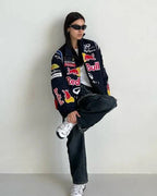 Red Bull Racing Oversized Streetwear Embroidery Jacket – Front View