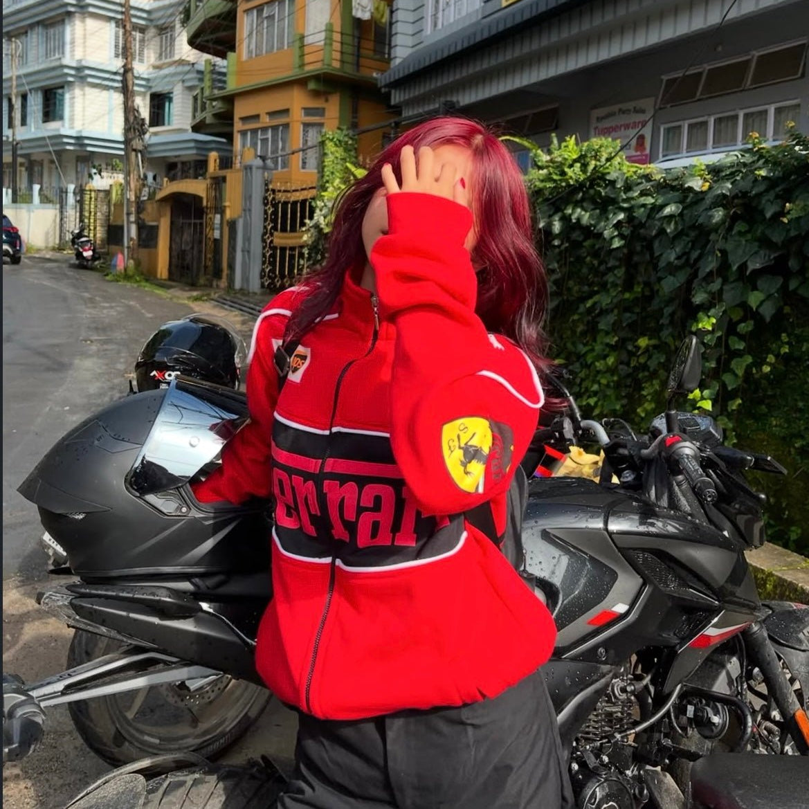 Oversized Red Ferrari Racing Jacket for Men & Women – XOVRA Streetwear
