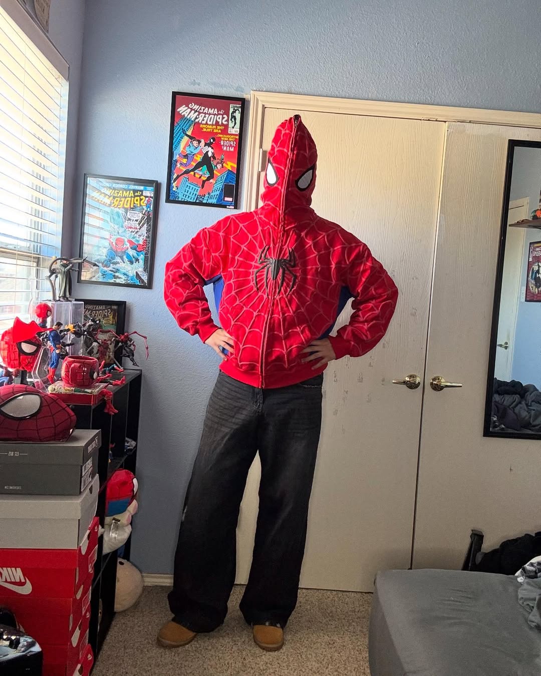 Red hoodie jacket styled for a casual streetwear look