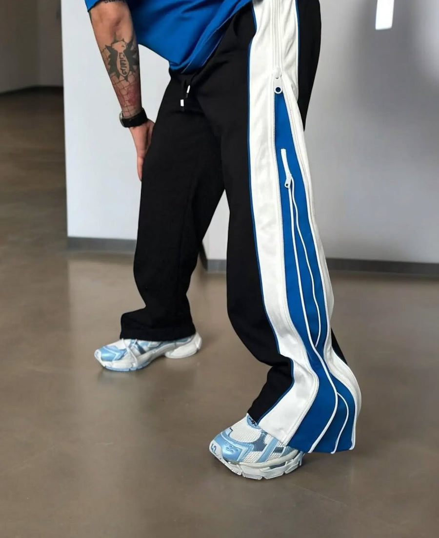 High-Quality Relaxed Fit Blue Baggy Pants by XOVRA – Front View