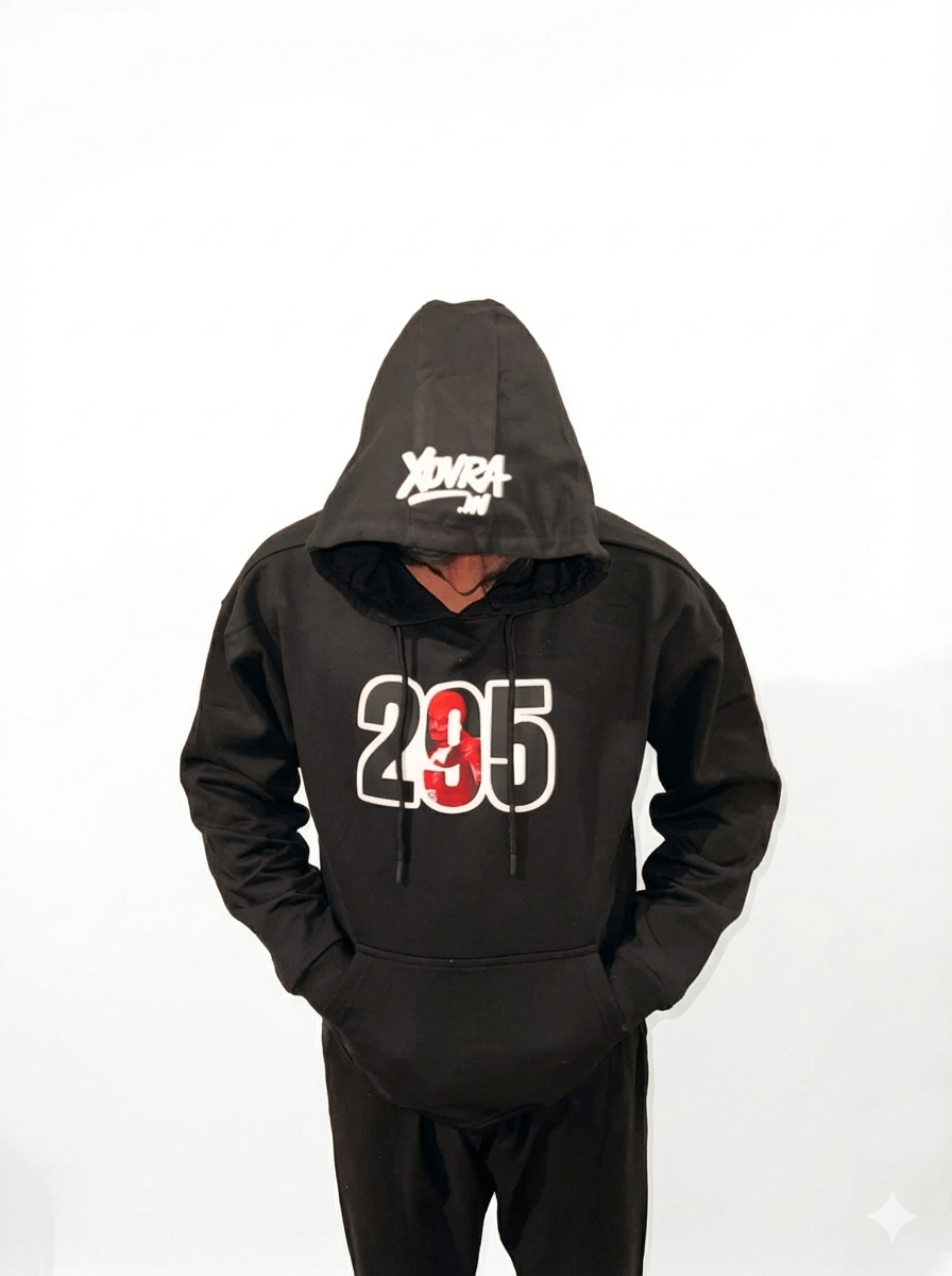 Sidhu Moosewala 295 Graphic Hoodie – Black Oversized Streetwear | XOVRA® - XOVRA.IN