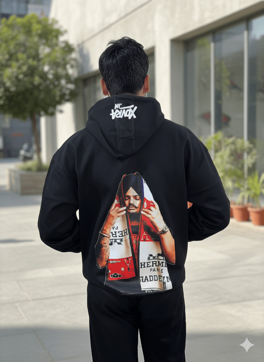 Sidhu Moosewala 295 Graphic Hoodie – Black Oversized Streetwear | XOVRA® - XOVRA.IN