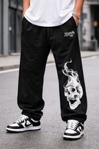 Skull Print Black Jogger - XOVRA.IN